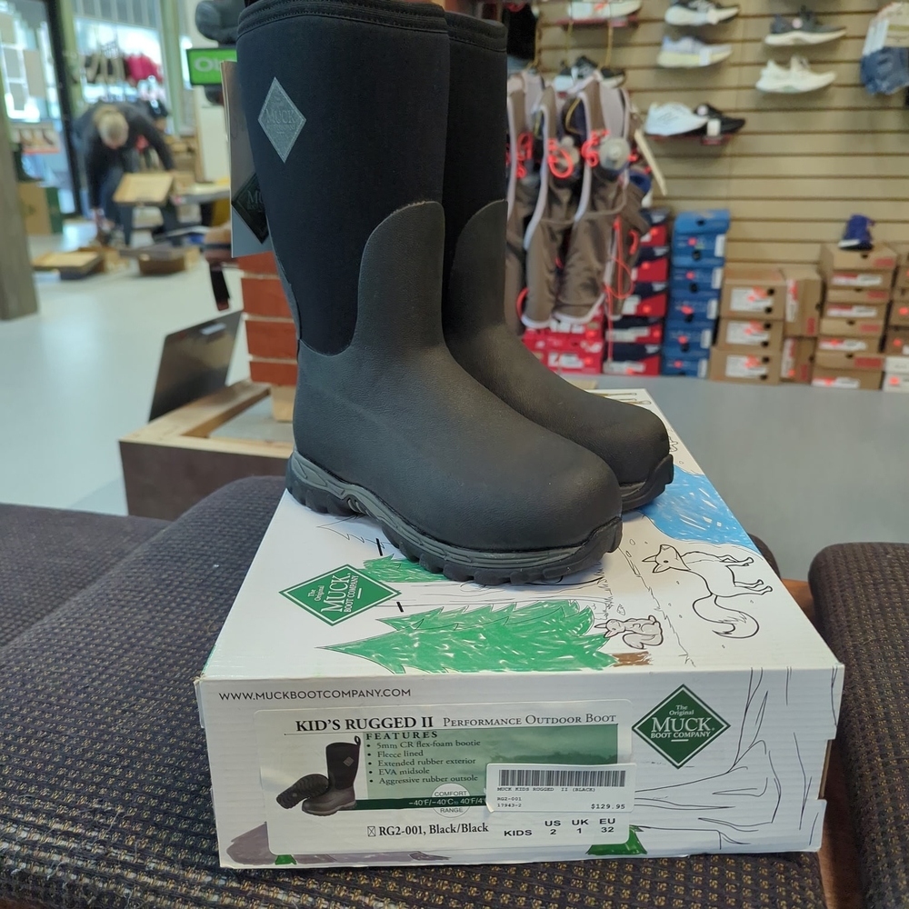 Muck Boot Kids' Rugged II Black Waterproof Winter Boots